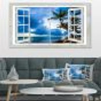 Window Open to Cloudy Blue Sky  Canvas Wall Art