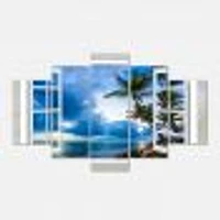 Window Open to Cloudy Blue Sky  Canvas Wall Art