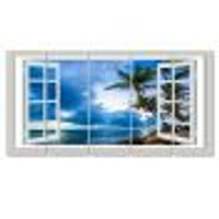 Window Open to Cloudy Blue Sky  Canvas Wall Art