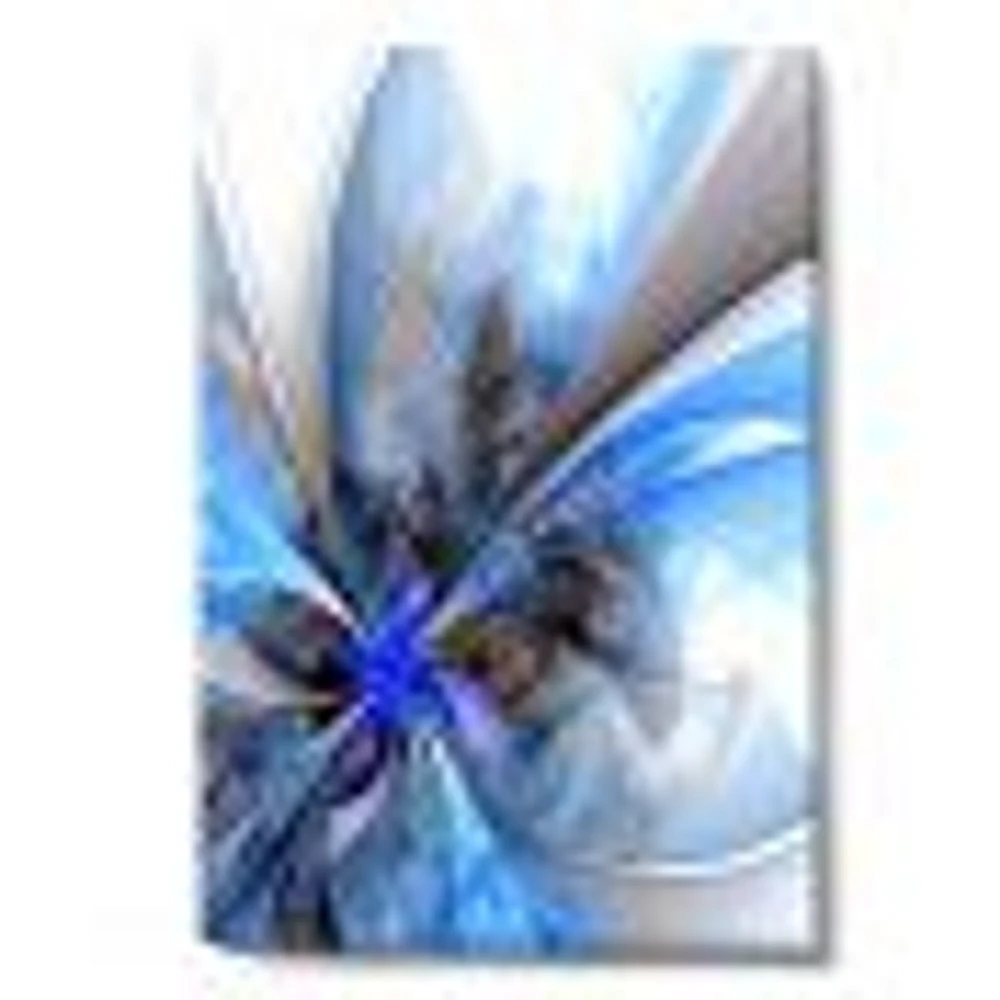 Symmetrical Large Blue Fractal Flower Canvas Art Print