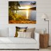 Beautiful View of Sunset over Lake Wall Artwork Print on Canvas