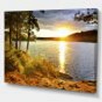 Beautiful View of Sunset over Lake Wall Artwork Print on Canvas