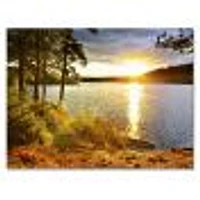 Beautiful View of Sunset over Lake Wall Artwork Print on Canvas