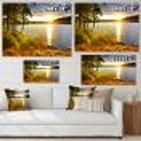 Beautiful View of Sunset over Lake Wall Artwork Print on Canvas