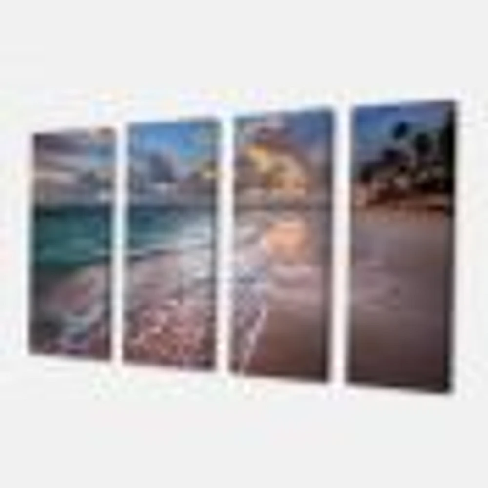 Palm Trees on Clear Sandy - 4 Art Print Canvas