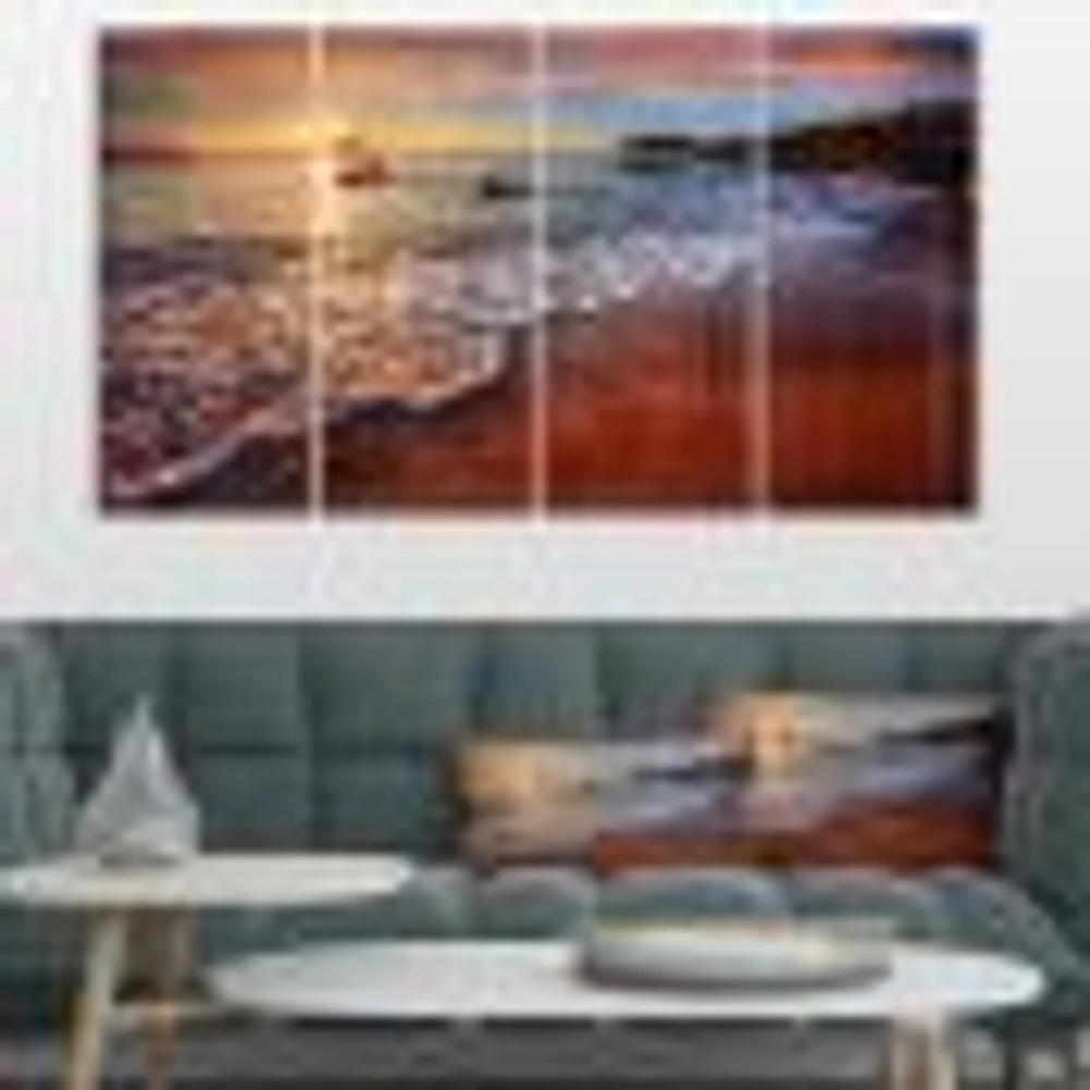 Stunning Ocean Beach at Sunset  Art Print on Canvas