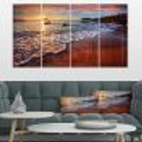 Stunning Ocean Beach at Sunset  Art Print on Canvas