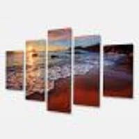 Stunning Ocean Beach at Sunset  Art Print on Canvas