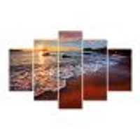 Stunning Ocean Beach at Sunset  Art Print on Canvas