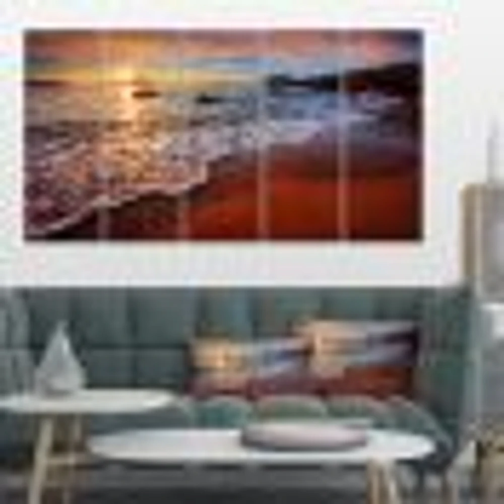 Stunning Ocean Beach at Sunset  Art Print on Canvas