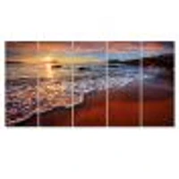Stunning Ocean Beach at Sunset  Art Print on Canvas