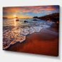 Stunning Ocean Beach at Sunset  Art Print on Canvas