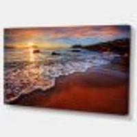 Stunning Ocean Beach at Sunset  Art Print on Canvas