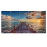 Brilliant Sunrise over Sea Pier  Canvas Wall Art