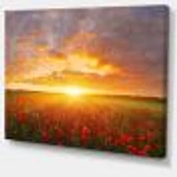 Poppy Field under Bright Sunset  Wall Art