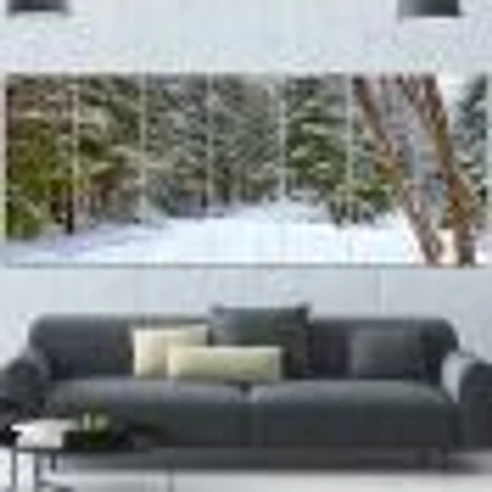 Snowy Road the Forest  Canvas Wall Art