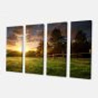Fenced Ranch at Sunrise Canvas Wall Art Panels