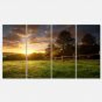 Fenced Ranch at Sunrise Canvas Wall Art Panels