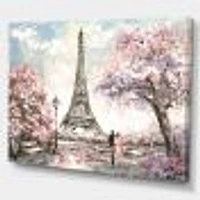 Eiffel with Pink Flowers Canvas Art Print