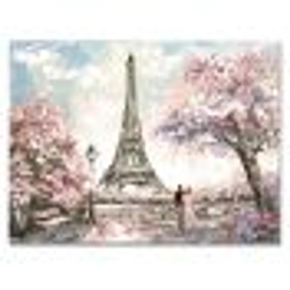 Eiffel with Pink Flowers Canvas Art Print
