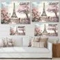 Eiffel with Pink Flowers Canvas Art Print