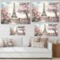 Eiffel with Pink Flowers Canvas Art Print