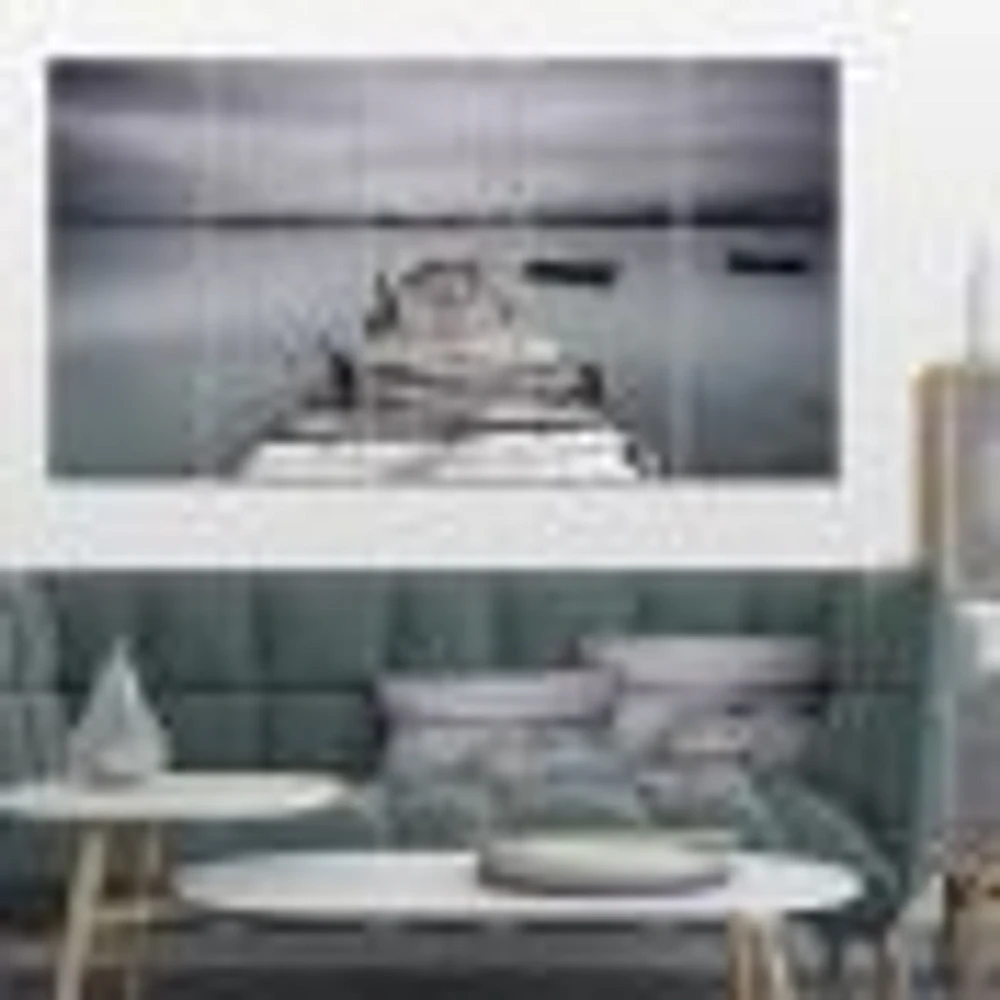 Pier and Boats at Seashore Canvas Wall Art