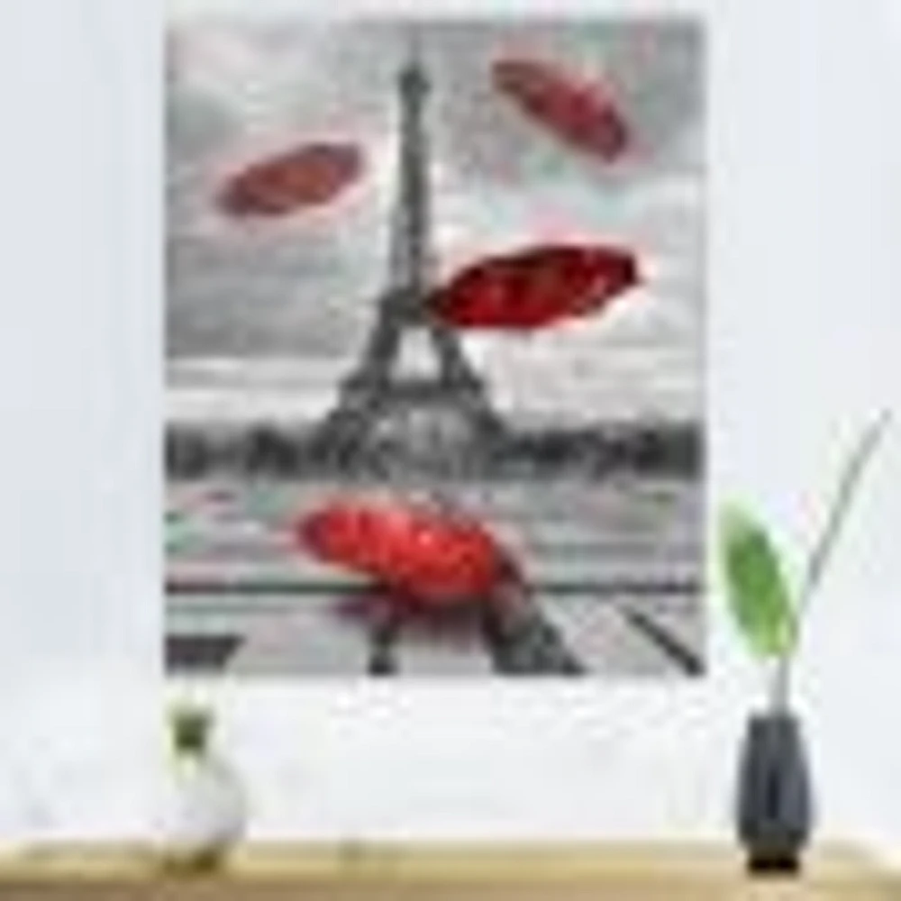 Flying Umbrella with Eiffel Tower  Canvas