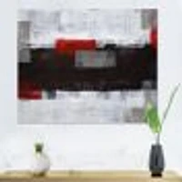Grey and Red Abstract Art Painting  Canvas Wall