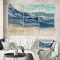 Coast Blue Sea Waves Watercolour  Canvas Art