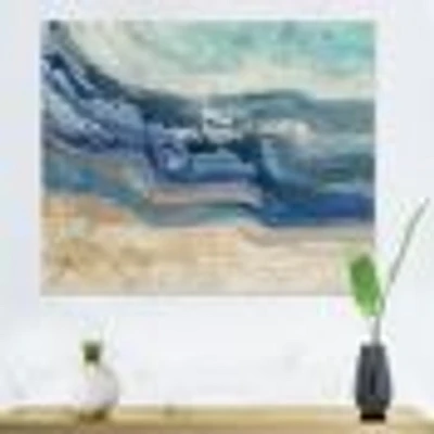 Coast Blue Sea Waves Watercolour Wood Canvas Art