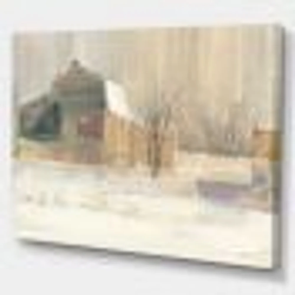 Winter on the Farm house  Canvas Art