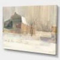 Winter on the Farm house  Canvas Art