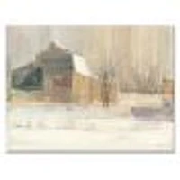 Winter on the Farm house  Canvas Art