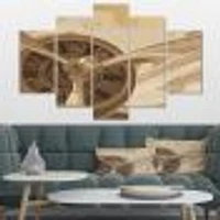 Retro Airplanes Sepia Canvas Wall Art