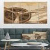 Retro Airplanes Sepia Canvas Wall Art