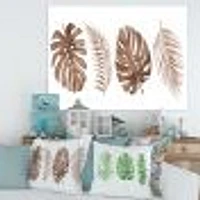 Tropical Monstera and Palm Leaf Terracotta  Wall Art