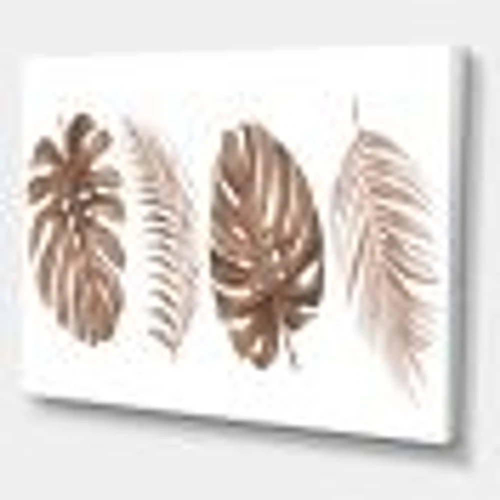 Tropical Monstera and Palm Leaf Terracotta  Wall Art