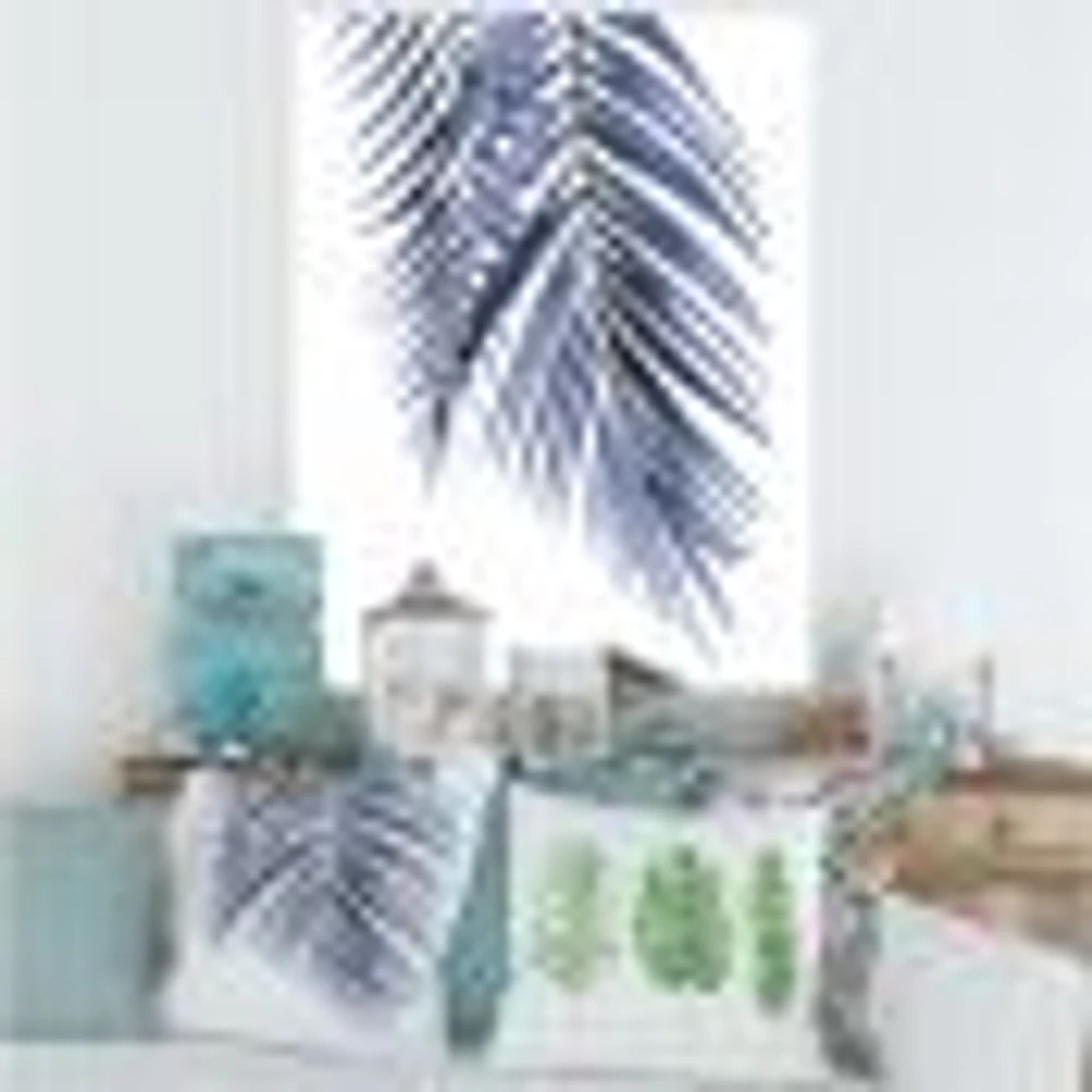 Blue Palm Leaves Abstract Tropical Branches  Wall Art