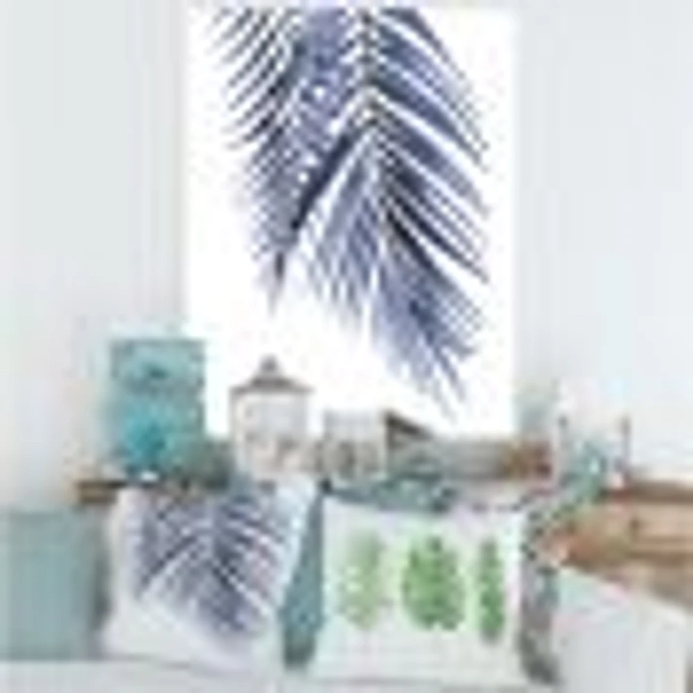 Blue Palm Leaves Abstract Tropical Branches  Wall Art