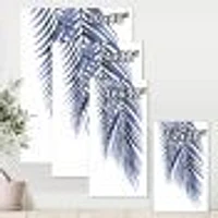 Blue Palm Leaves Abstract Tropical Branches  Wall Art