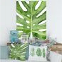 Green Monstera Leaf Tropical Palm Botanical Detail  Wall Art