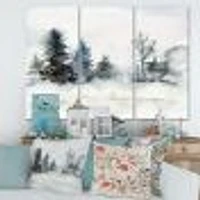 Christmas Minimalistic Forest Landscape and Snow Canvas Wall Art