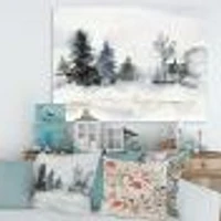 Christmas Minimalistic Forest Landscape and Snow Canvas Wall Art