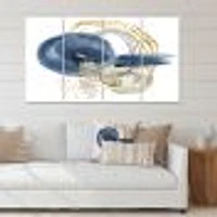 Abstract Dark Blue Gold & Black Underwater Life Canvas Wall Art Print