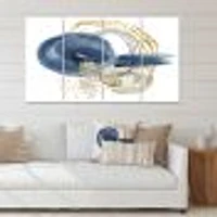 Abstract Dark Blue Gold & Black Underwater Life Canvas Wall Art Print