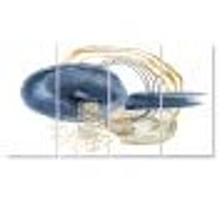 Abstract Dark Blue Gold & Black Underwater Life Canvas Wall Art Print
