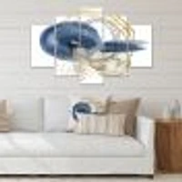 Abstract Dark Blue Gold & Black Underwater Life Canvas Wall Art Print