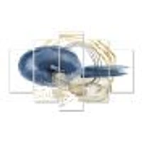 Abstract Dark Blue Gold & Black Underwater Life Canvas Wall Art Print
