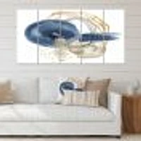 Abstract Dark Blue Gold & Black Underwater Life Canvas Wall Art Print